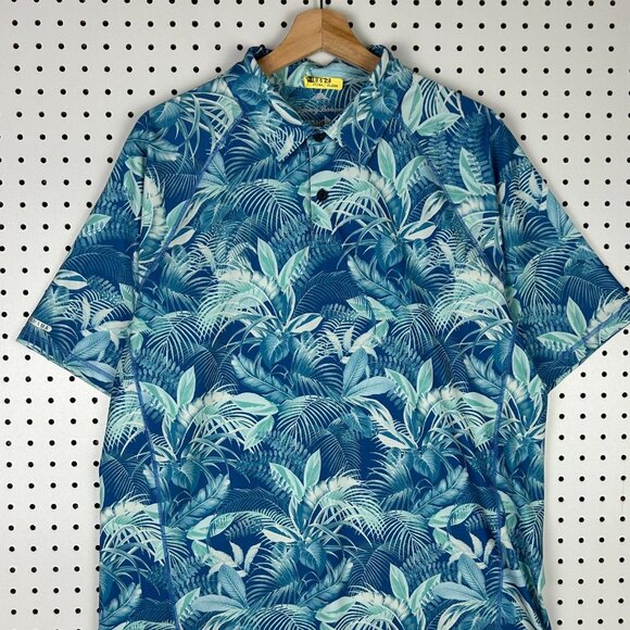 Tommy Bahama Islanzone Large Blue Hawaiian Short Sleeve Button Shirt Performance - Picture 2 of 8